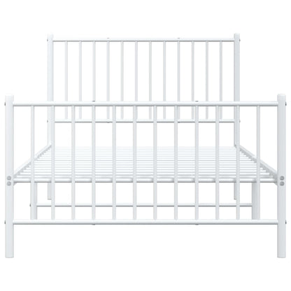 Metal Bed Frame without Mattress with Footboard White 100x200cm