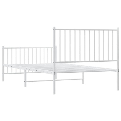 Metal Bed Frame without Mattress with Footboard White 100x200cm