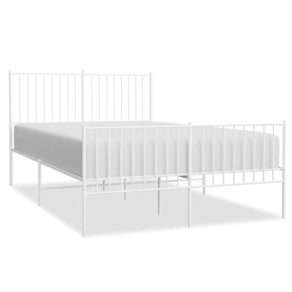 Metal Bed Frame without Mattress with Footboard White 135x190cm