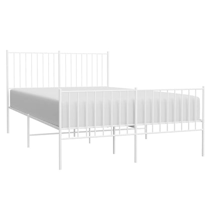 Metal Bed Frame without Mattress with Footboard White 135x190cm