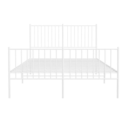 Metal Bed Frame without Mattress with Footboard White 135x190cm