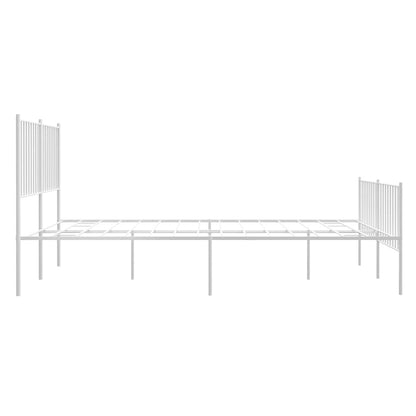 Metal Bed Frame without Mattress with Footboard White 135x190cm