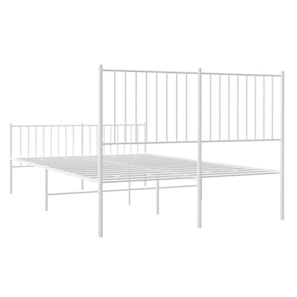Metal Bed Frame without Mattress with Footboard White 140x190cm
