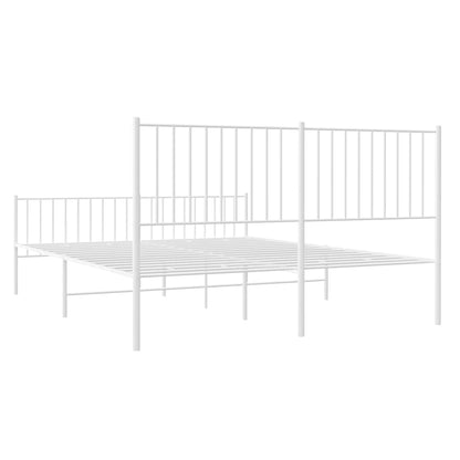 Metal Bed Frame without Mattress with Footboard White 150x200cm