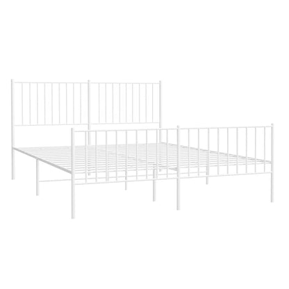 Metal Bed Frame without Mattress with Footboard White 160x200cm