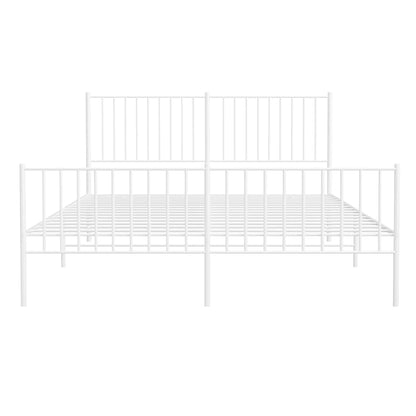Metal Bed Frame without Mattress with Footboard White 160x200cm
