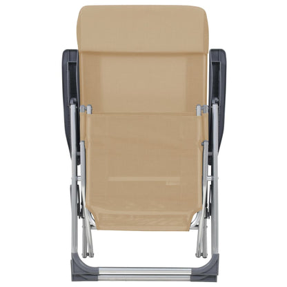 Folding Camping Chairs with Footrests 2 pcs Cream Textilene