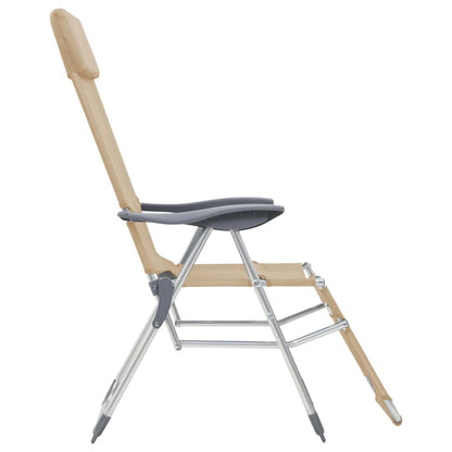Folding Camping Chairs with Footrests 2 pcs Cream Textilene