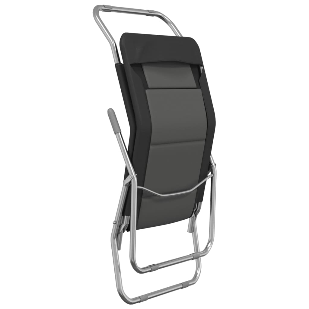 Folding Sun Loungers 2 pcs Black Textilene&Powder-coated Steel