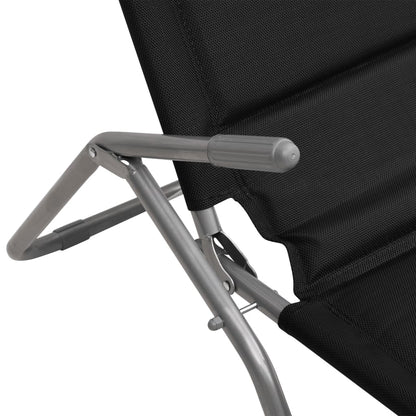 Folding Sun Loungers 2 pcs Black Textilene&Powder-coated Steel