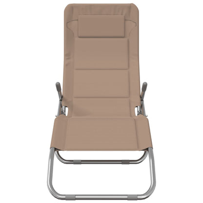 Folding Sun Loungers 2 pcs Taupe Textilene&Powder-coated Steel