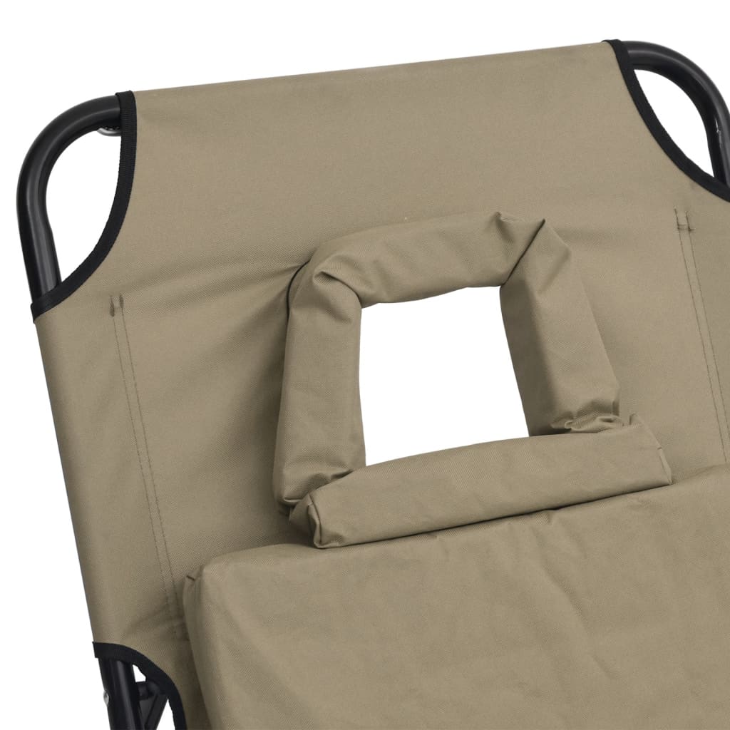 Folding Sun Lounger Taupe Oxford Fabric&Powder-coated Steel