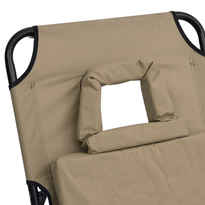 Folding Sun Lounger Taupe Oxford Fabric&Powder-coated Steel