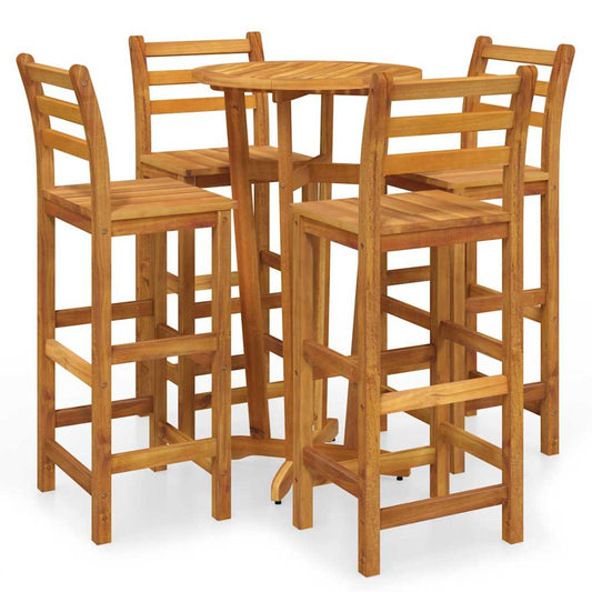 5 Piece Garden Bar Set Solid Wood  Acacia