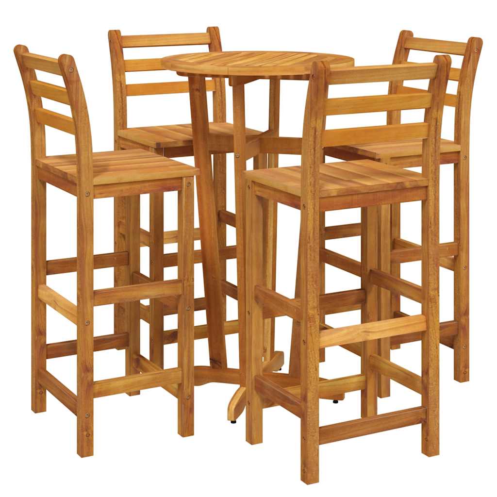 5 Piece Garden Bar Set Solid Wood  Acacia
