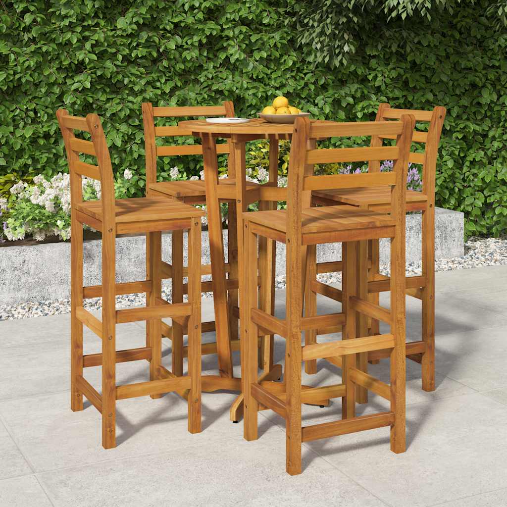 5 Piece Garden Bar Set Solid Wood  Acacia