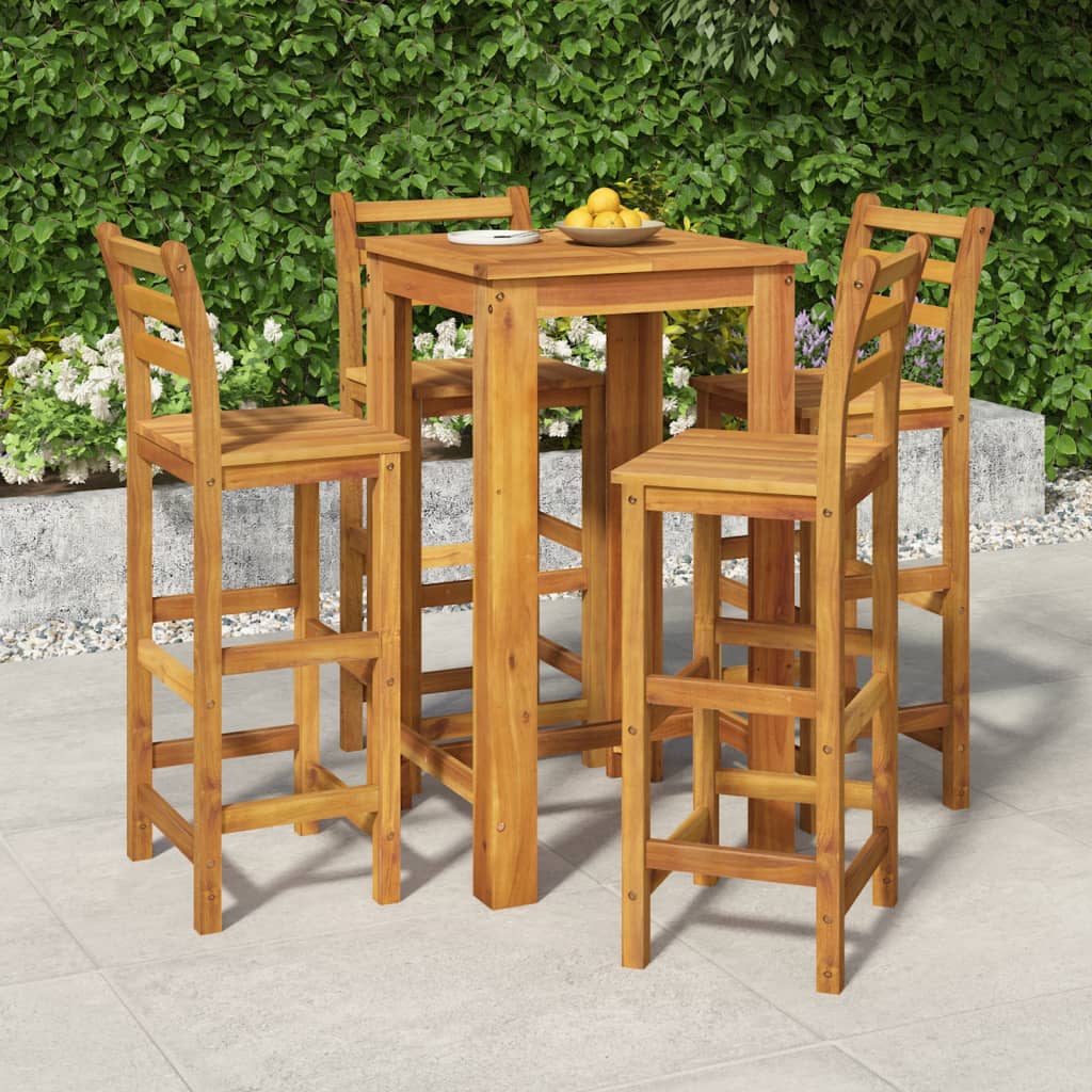 Garden Bar Set | Natural wood | Solid acacia wood | Medium | Footrest