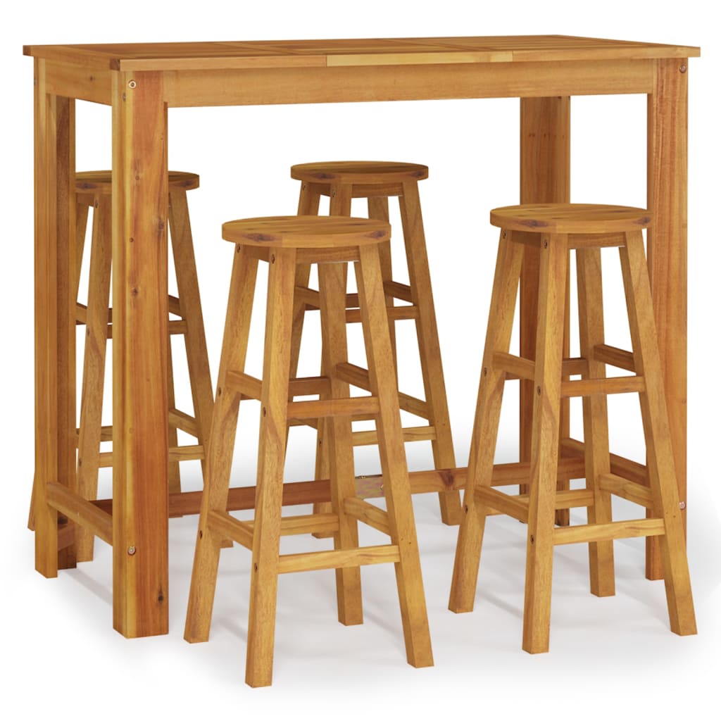 Garden Bar Set | Natural Wood | Solid Acacia Wood | For 4 people
