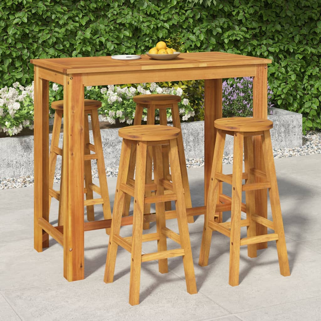 Garden Bar Set | Natural Wood | Solid Acacia Wood | For 4 people