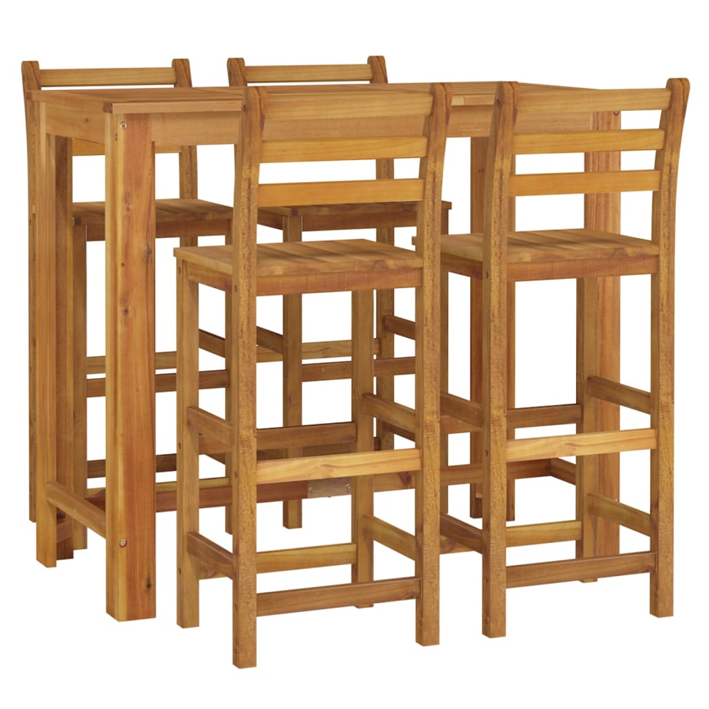 Garden Bar Set | Natural Wood | Solid Acacia Wood | 5 Piece Set | Tough
