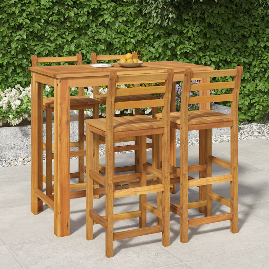 Garden Bar Set | Natural Wood | Solid Acacia Wood | 5 Piece Set | Tough
