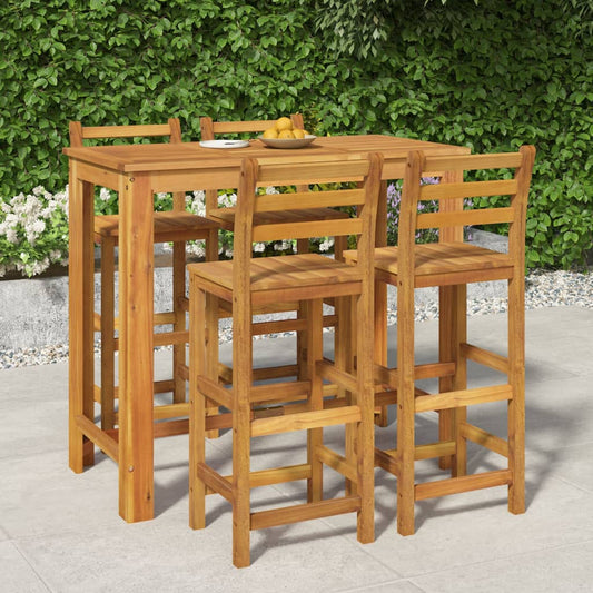 Garden Bar Set | Natural Wood | Solid Acacia Wood | 5 Piece Set | Tough