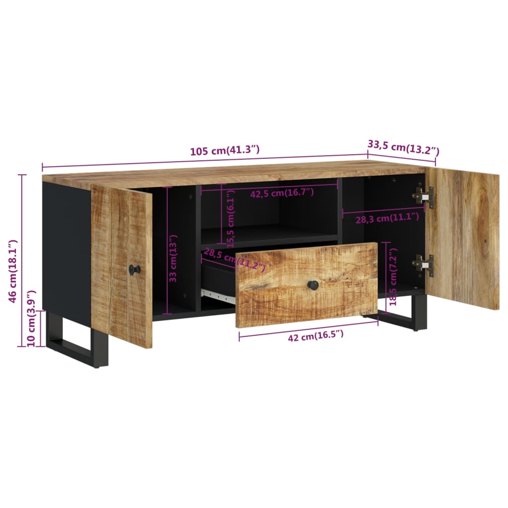 TV Cabinet 105x33.5x46 cm Solid Wood Mango&Engineered Wood