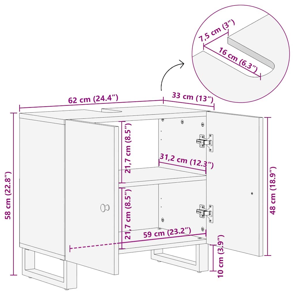 Sink Cabinet 62x33x58 cm Solid Wood Reclaimed&Engineered Wood