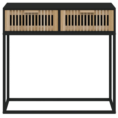 Console Table Black 80x30x75 cm Engineered Wood and Iron