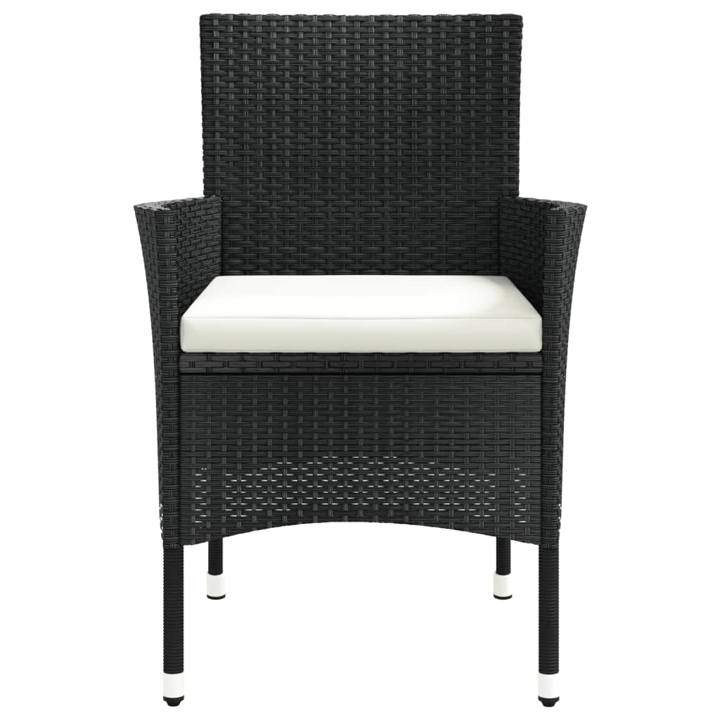 Garden Chairs with Cushions 2 pcs Black Poly Rattan (UK/IE/FI/NO only)