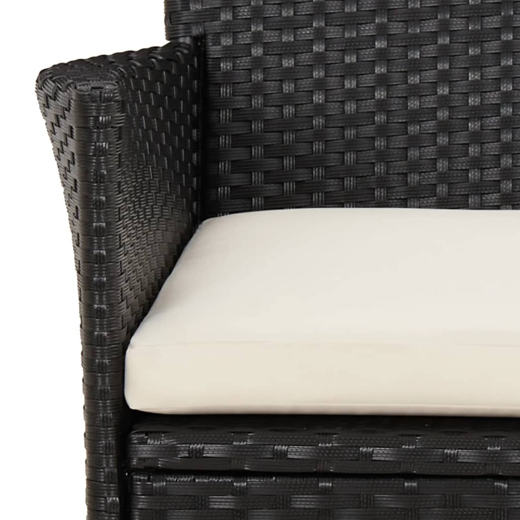Garden Chairs with Cushions 2 pcs Black Poly Rattan (UK/IE/FI/NO only)