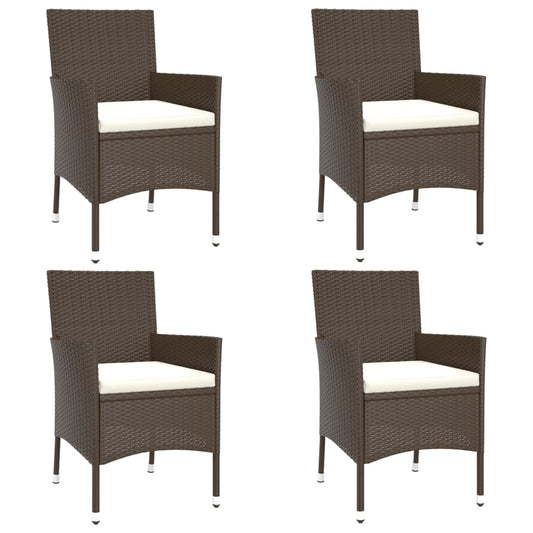 Garden Chairs with Cushions 4 pcs Brown Poly Rattan (UK/IE/FI/NO only)