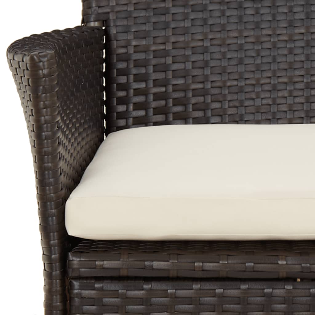 Garden Chairs with Cushions 4 pcs Brown Poly Rattan (UK/IE/FI/NO only)
