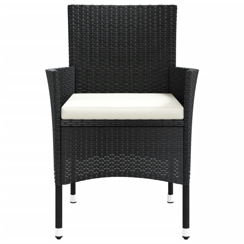 Garden Chairs with Cushions 4 pcs Black Poly Rattan (UK/IE/FI/NO only)