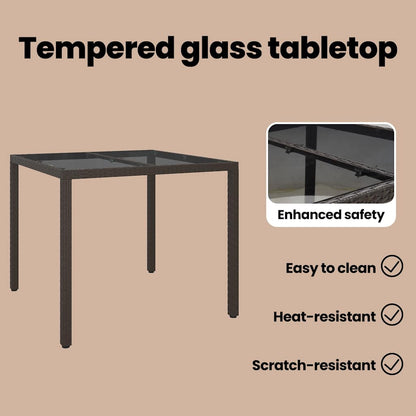 Garden Table Brown 90 x 90 x 75 cm Poly Rattan