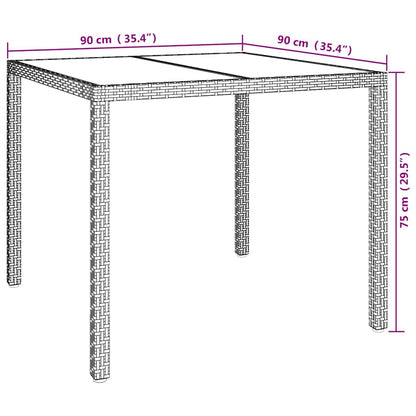 Garden Table Black 90 x 90 x 75 cm Poly Rattan