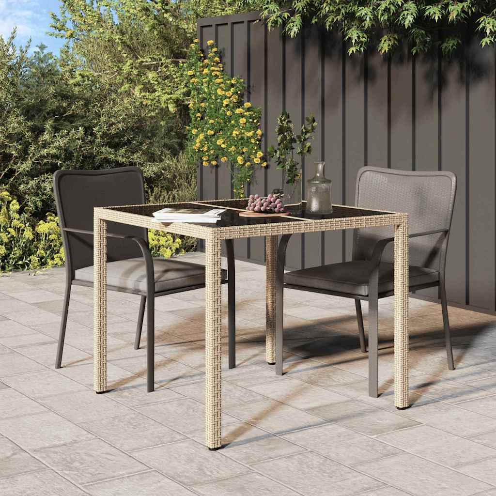 Garden Table Beige 90 x 90 x 75 cm Poly Rattan
