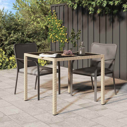 Garden Table Beige 90 x 90 x 75 cm Poly Rattan