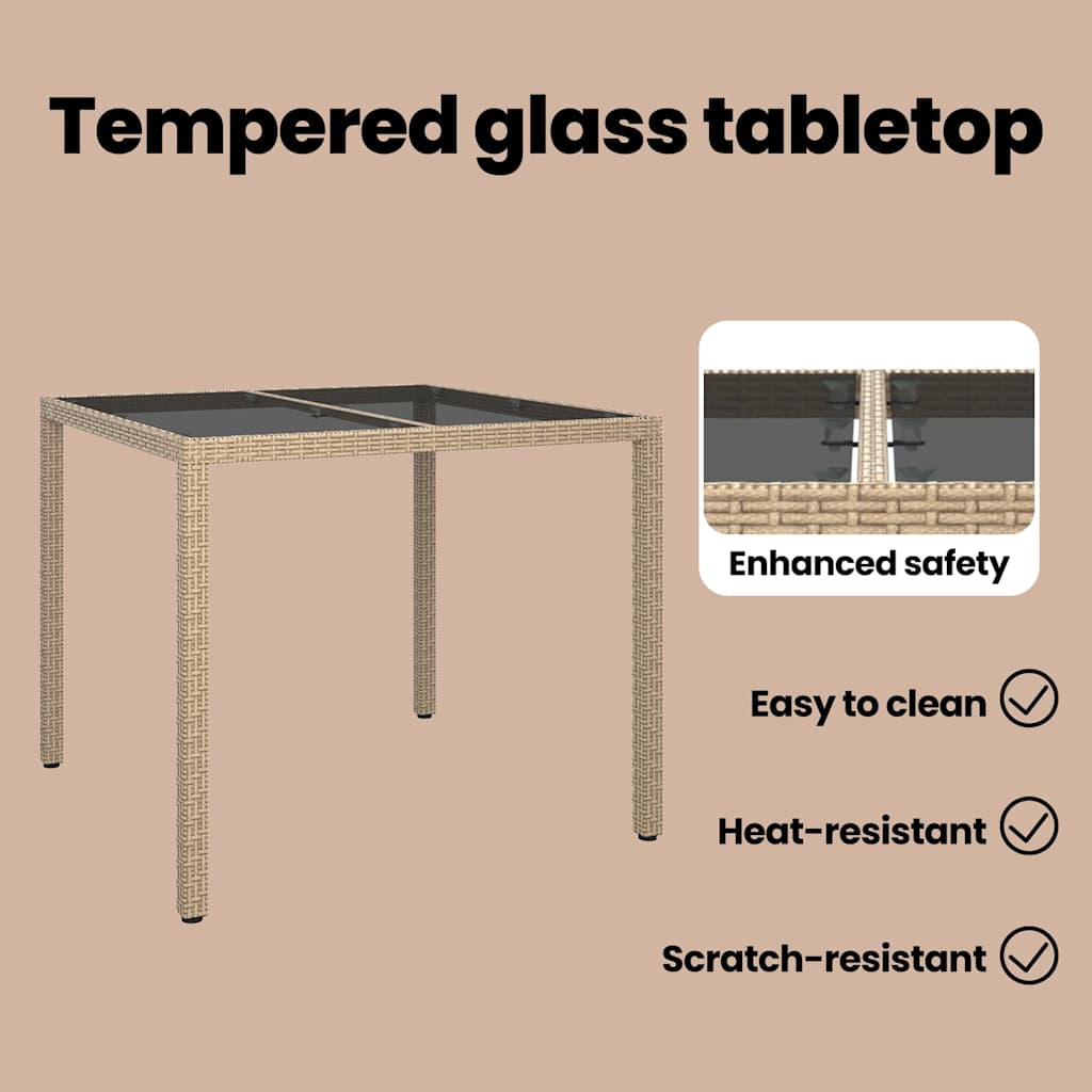 Garden Table Beige 90 x 90 x 75 cm Poly Rattan