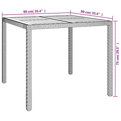 Garden Table Black 90 x 90 x 75 cm Poly Rattan