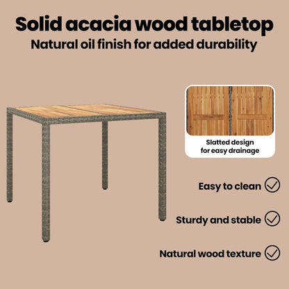 Garden Table Grey 90 x 90 x 75 cm Poly Rattan