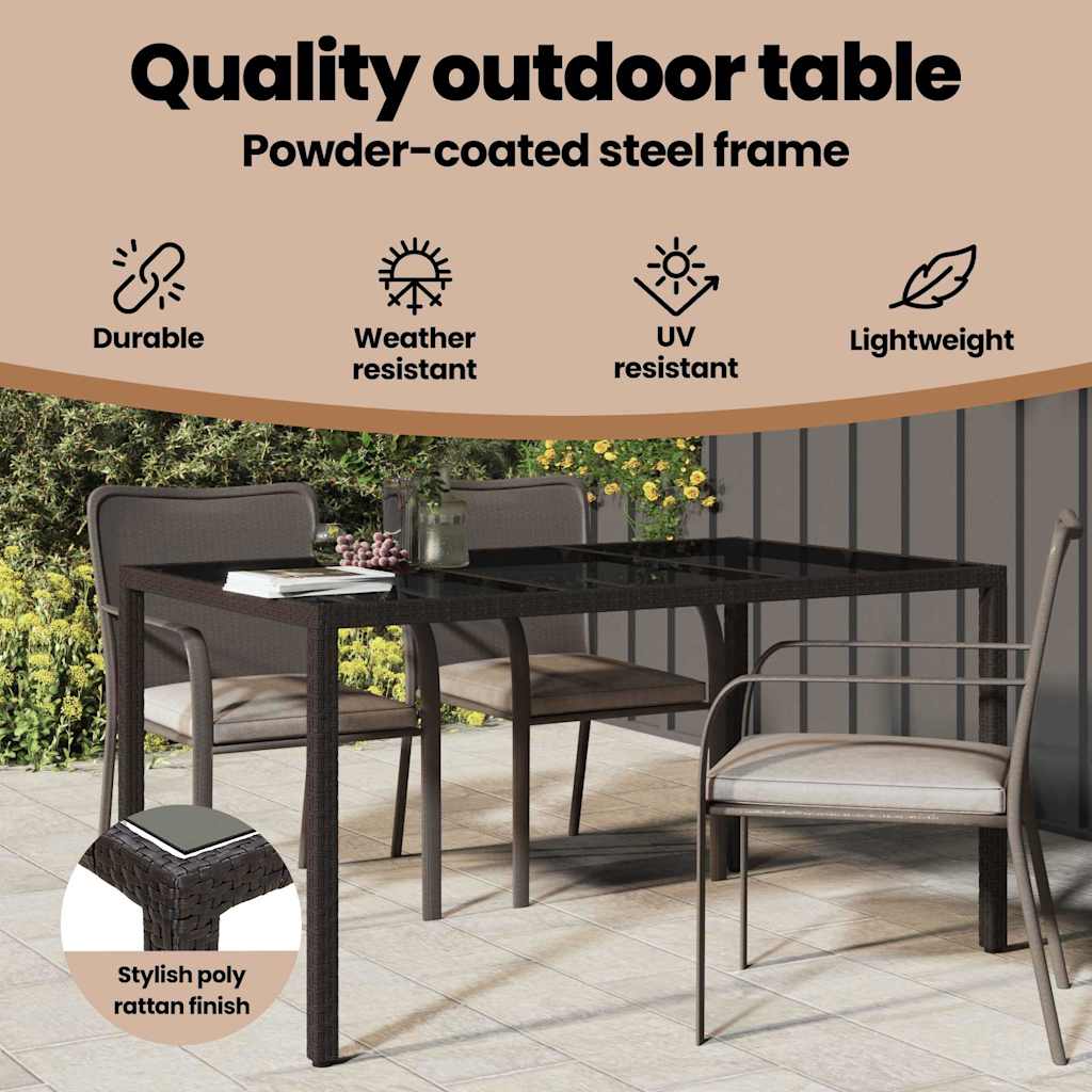 Garden Table Brown 150 x 90 x 75 cm Poly Rattan