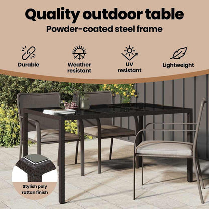 Garden Table Brown 150 x 90 x 75 cm Poly Rattan