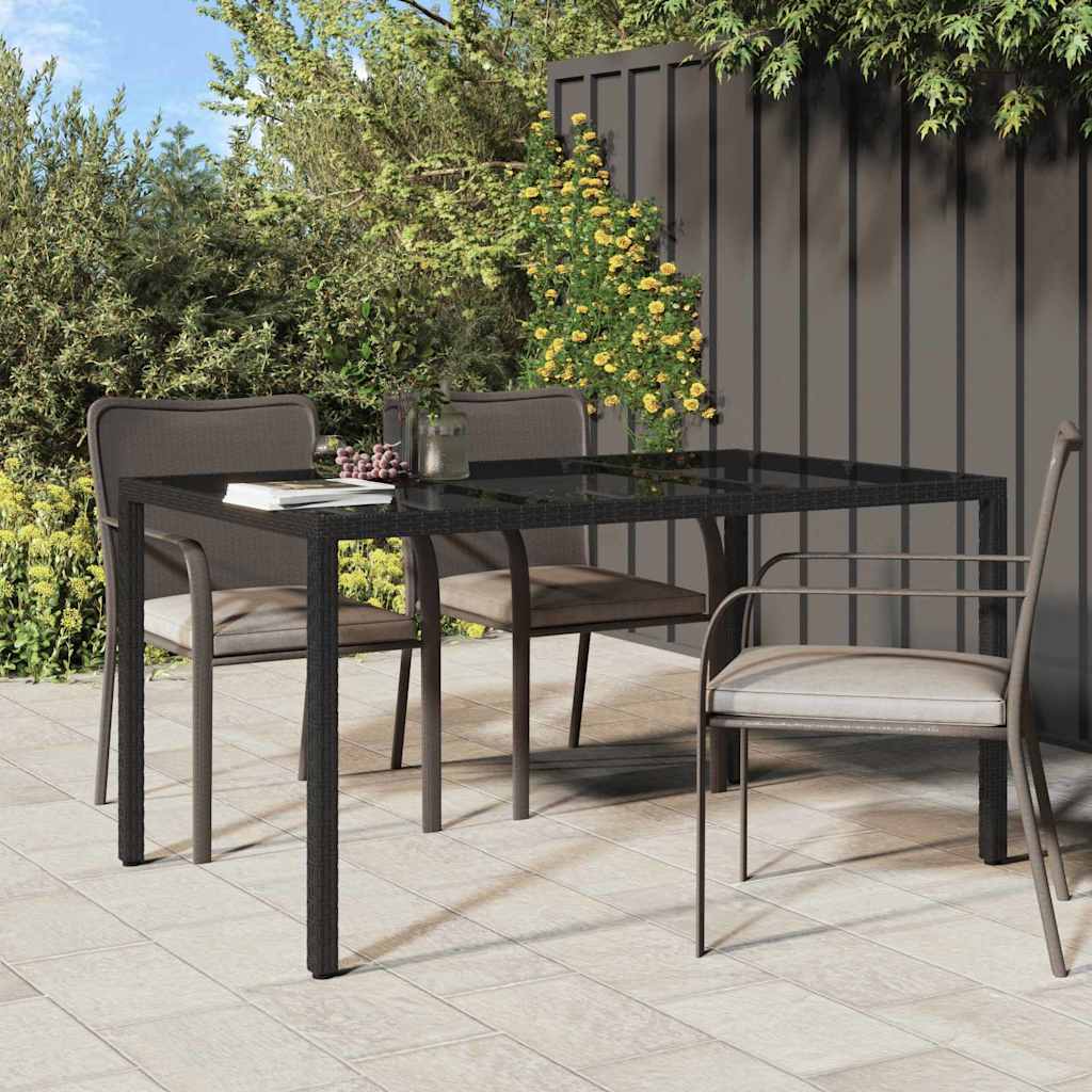 Garden Table Black 150 x 90 x 75 cm Poly Rattan