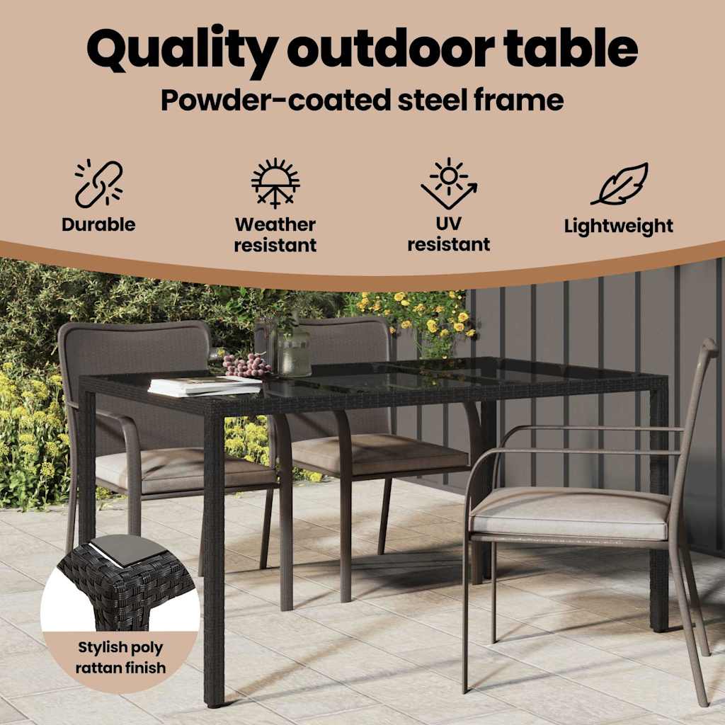 Garden Table Black 150 x 90 x 75 cm Poly Rattan