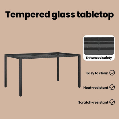Garden Table Black 150 x 90 x 75 cm Poly Rattan