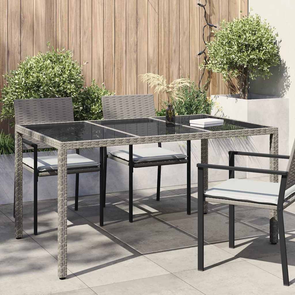 Garden Table Grey 150 x 90 x 75 cm Poly Rattan