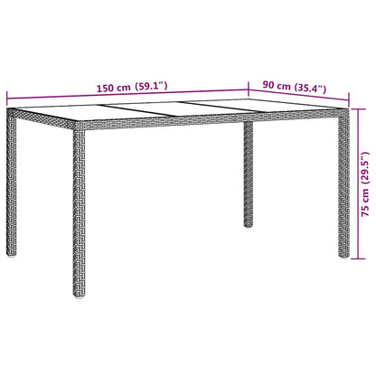 Garden Table Grey 150 x 90 x 75 cm Poly Rattan