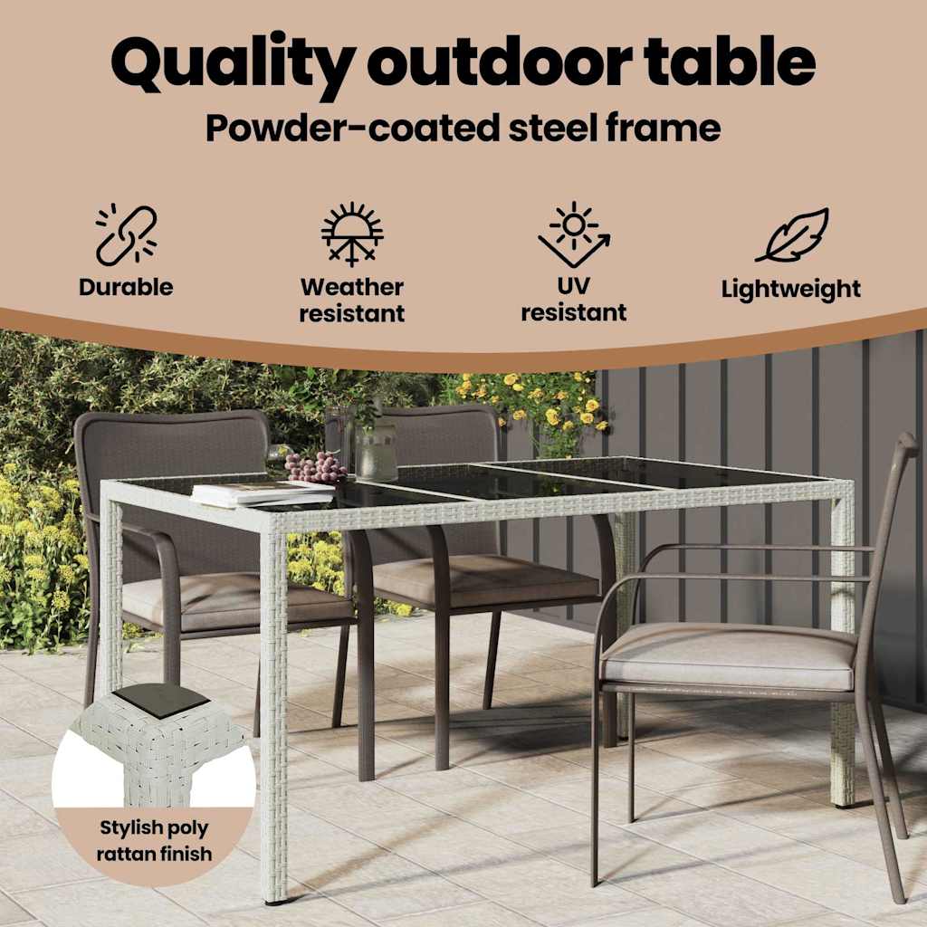 Garden Table White 150 x 90 x 75 cm Poly Rattan
