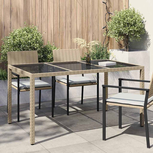 Garden Table Beige 150 x 90 x 75 cm Poly Rattan